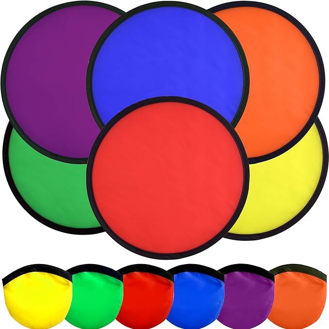 Mototo 30 Pieces Foldable Flying Disc Fans with Bag Folding Pocket Toy Set for Kids Fun Birthday