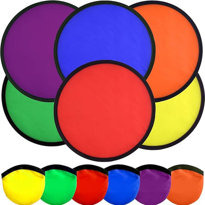 Mototo 30 Pieces Foldable Flying Disc Fans with Bag Folding Pocket Toy Set for Kids Fun Birthday