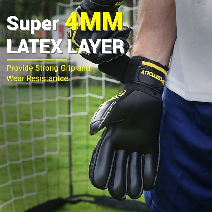 Sportout Goalie Gloves, Goalkeeper Gloves with Finger Protection, Breathable Soccer Goalie Gloves