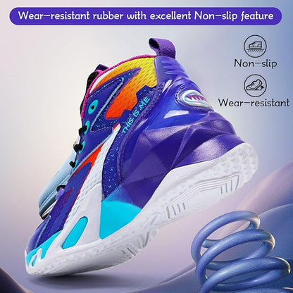 VITUOFLY Kids Basketball Shoes Boys Air Cushion Sneakers Girls Mid Top School Hoops Shoes Non-Slip