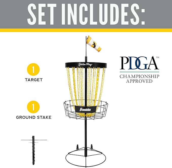 Franklin Sports Disc Golf Baskets - Portable Disc Golf Target with Chains Included - Disc Golf