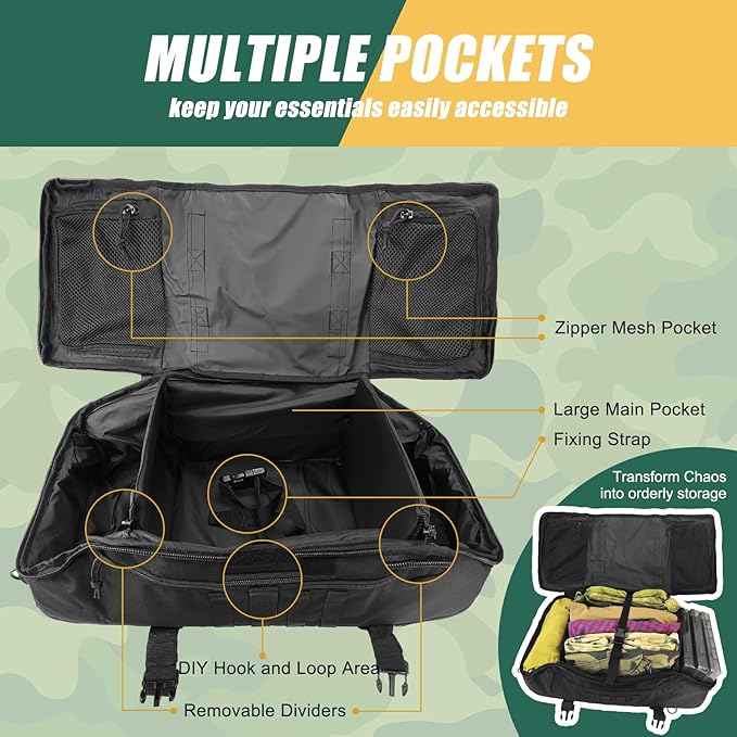 55L Large Travel Gym Duffle Bag Military Tactical Backpack, Army Pack 3 Day Bug Out Bag Rucksack