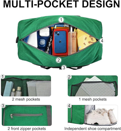Felipe Varela Duffle Bag with Shoes Compartment and Adjustable Strap,Foldable Travel Duffel Bags