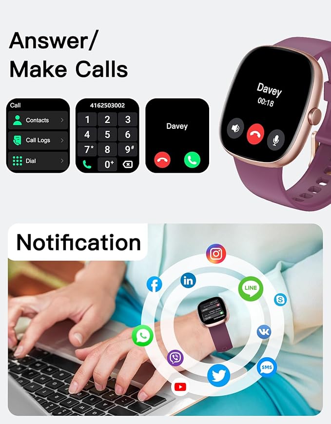Fitness Tracker 2025 Ver. (Answer/Make Calls), 1.85" Smart Watch Fitness Watches for Women Men with