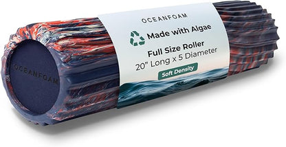 Oceanfoam Soft Tidal Roller (Dark Navy, Red and Natural Marbled) - Low Density Foam Roller for