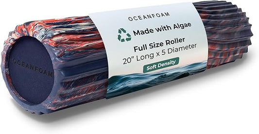 Oceanfoam Soft Tidal Roller (Dark Navy, Red and Natural Marbled) - Low Density Foam Roller for