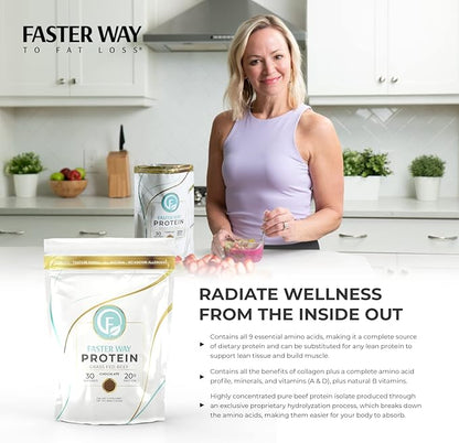 Faster Way - Protein Powder - Hydrolyzed Grass Fed Beef - 20g of Protein Per Serving - Muscle