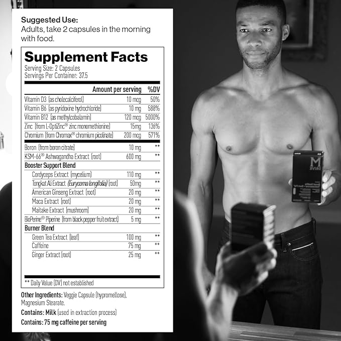 Mdrive Boost and Burn Testosterone Support Supplement and Fat Burner with Zinc, KSM-66 Ashwagandha
