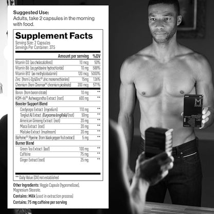 Mdrive Boost and Burn Testosterone Support Supplement and Fat Burner with Zinc, KSM-66 Ashwagandha