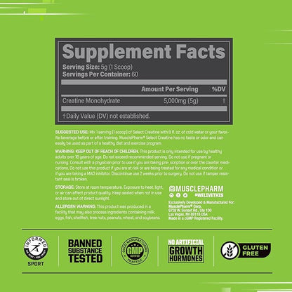 MusclePharm Creatine Monohydrate Powder, Pre Workout Muscle Builder & Post Workout Muscle Recovery