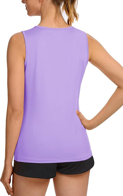 TACVASEN Women's UPF 80+ Workout Tank Top Sleeveless Quick Dry Sun Protection Hiking Athletic Gym