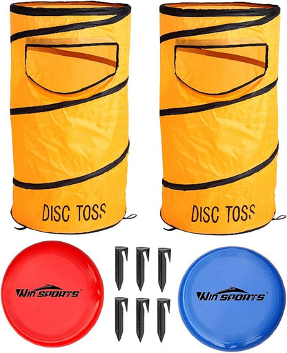 Folding Disc Toss Game Set - Flying Disc Toss Dunk Game Set - Includes 2 Disc Targets with Bean Bag