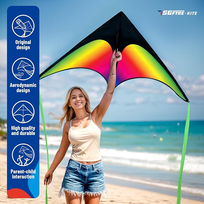 Delta Kite Two Set for Kids and Adults,Easy to Fly Outdoor Fun Kites, Perfect for Beaches and
