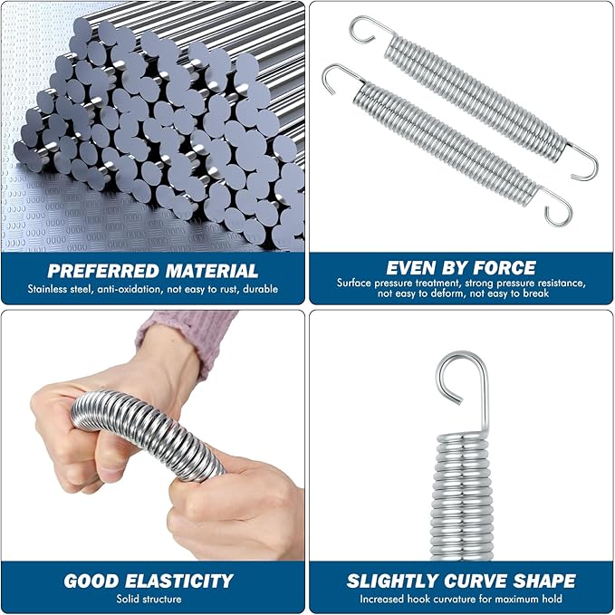 Tudomro Trampoline Springs Replacement - Heavy Duty Stainless Steel Weather Resistant Metal