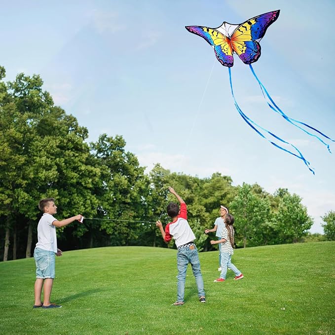 HONBO Butterfly Kites for Kids & Adults,55" x 28" Large Beginner Kite for Kids Ages 4-8,Easy to Fly