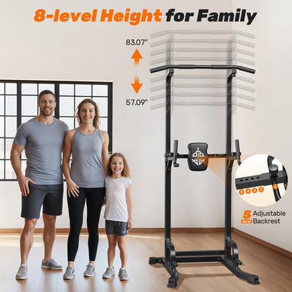 SPORTSROYALS Power Tower, Multi-Function Pull up Bar Dip Station with Upgraded Adjustable Foot