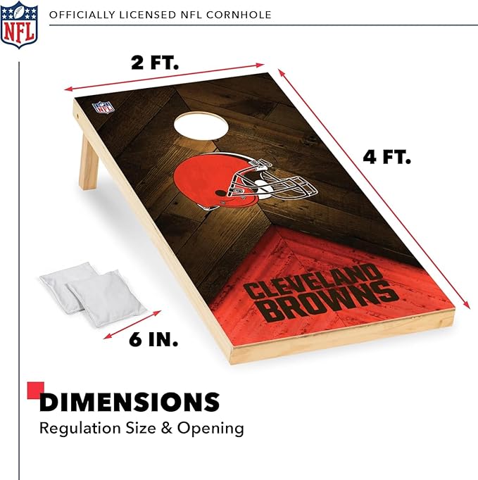 NFL Football 2' x 4' Regulation Size Solid Wood Cornhole Set with Direct Print HD Team Graphics