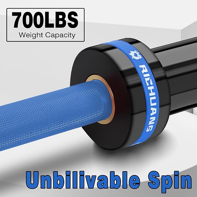 7ft Olympic Barbell, Weightlifting Barbell 28mm 45lb - 500/700/1000lbs Capacity with Smooth