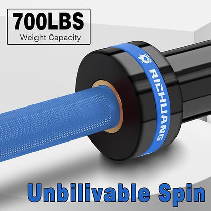 7ft Olympic Barbell, Weightlifting Barbell 28mm 45lb - 500/700/1000lbs Capacity with Smooth