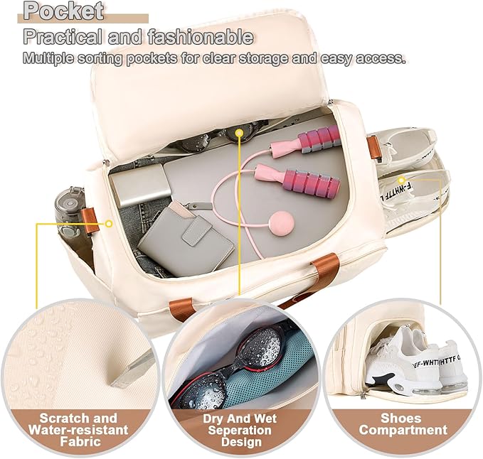 FIORETTO Women's Gym Duffle Bag with Shoes Compartment, 37L Capacity, Ideal for Travel, Gym