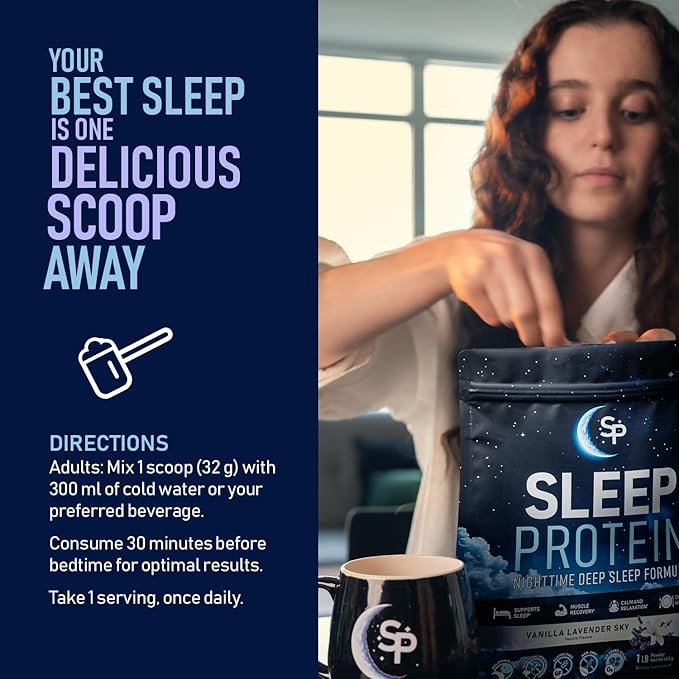 SleepProtein??The First High Protein Magnesium Sleep Aid Calm Drink, Melatonin-Free, Natural