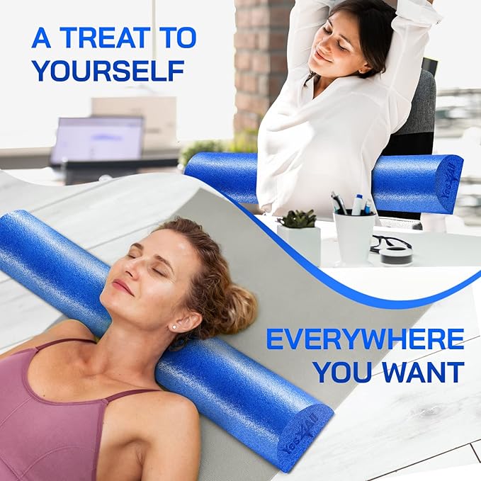 Yes4All Medium Firm Half Foam Rollers for Post-Workout Relaxation, 12/18/24/36 inch PE Foam Roll