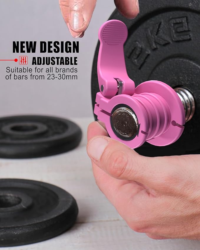 Barbell Clips 1 Inch Quick Release Weight Clamps 0.9-1.18inch Multi-Size Adjustable Olympic Clamps