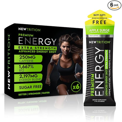 NewTrition® Extra Strength Energy Shots, 250mg Caffeine Energy Shots with Vitamin B & Amino Acids