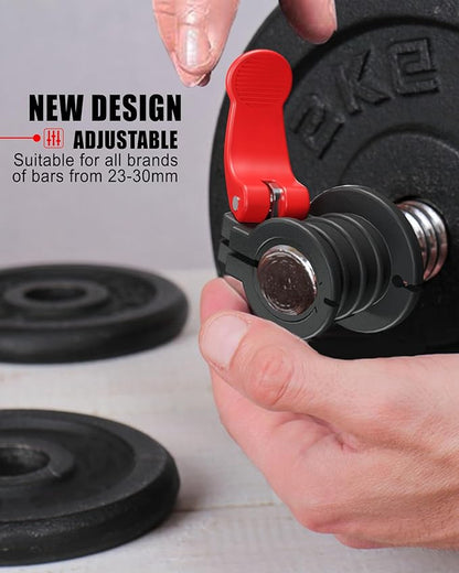 Barbell Clips 1 Inch Quick Release Weight Clamps 0.9-1.18inch Multi-Size Adjustable Olympic Clamps