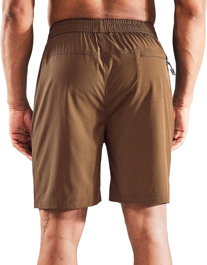 MIER Men's Quick Dry Running Shorts with Zipper Pocket, Elastic Waist Athletic Workout Exercise