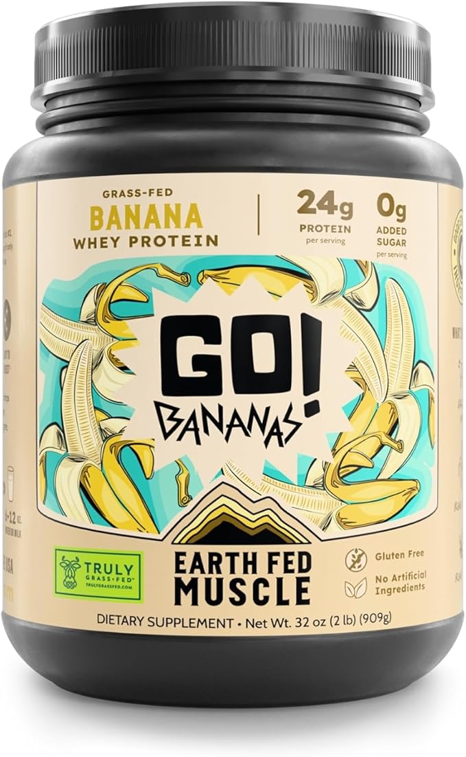 Earth Fed Muscle Go!?¯Bananas Irish Grass?‘Fed Whey Protein Isolate ??All Natural Banana Flavor