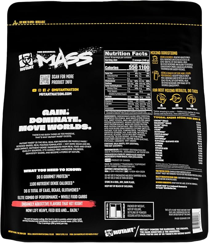 Mutant Mass | Weight Mass Gainer Protein Powder - high Calorie Protein Powder for Mass gain