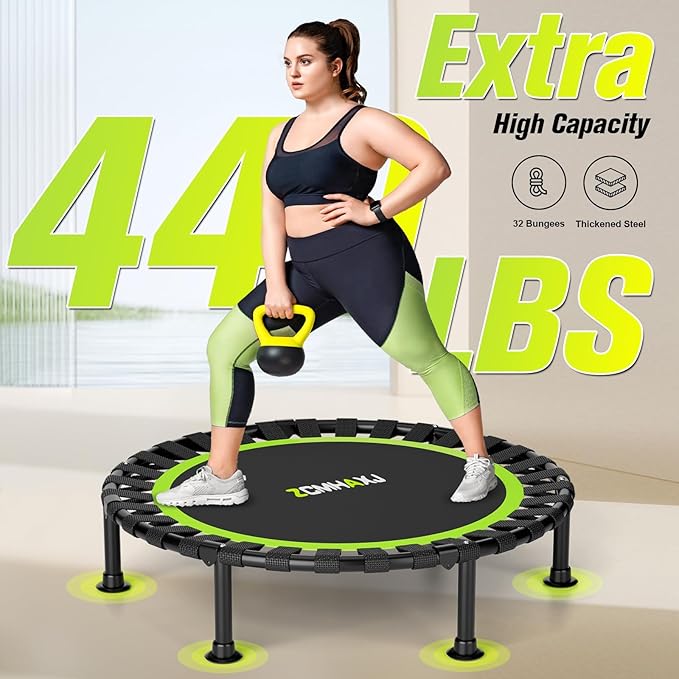 Foldable Mini Trampoline, 40"/48" Rebounder Trampoline for Adults & Kids, 440lbs Capacity Indoor