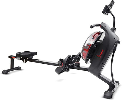 Sunny Health & Fitness Elite Water Rowing Machine with High Dynamic Resistance Vertical Tank