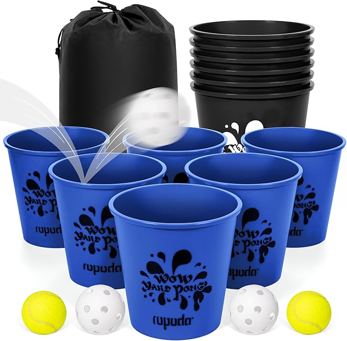 ropoda Giant Yard Pong,Yard Games with Durable Buckets and Balls, Outdoor Game with Carry Bag for