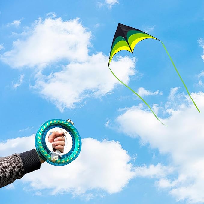 Mint's Colorful Life 60'' Delta Kite With 7.1in Reel Winder, Easy Flying & String Spool for Kids &