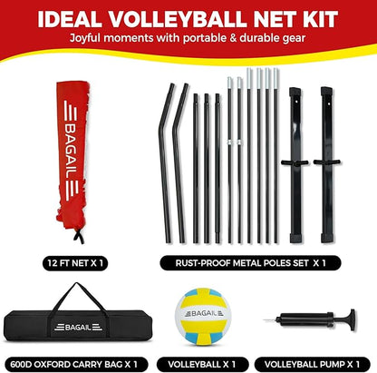 BAGAIL Volleyball Net, 12ft/20ft Portable Volleyball Net for Backyard - Adjustable Height
