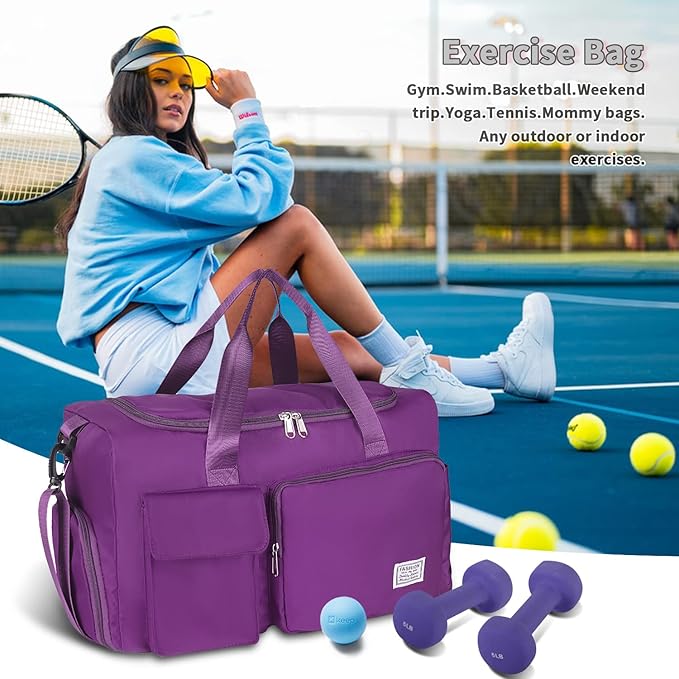 FIORETTO Women's Gym Duffle Bag with Shoes Compartment, 37L Capacity, Ideal for Travel, Gym