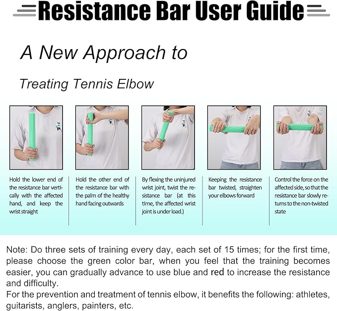 Flex Therapy Strengthener Bar for Tennis Elbow, Golfers Elbow, Tendonitis - Physical Therapy
