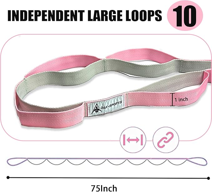 Stretching Strap Yoga Strap with Loops, Stretch Straps for Physical Therapy, Non-Elastic Exercise