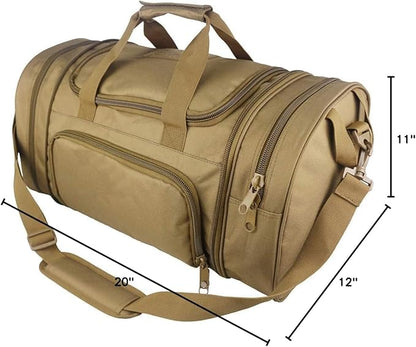 Tactical Travel Duffle Bag with Shoes Compartment Weekender Bags Carry On Overnight Bag For Men and