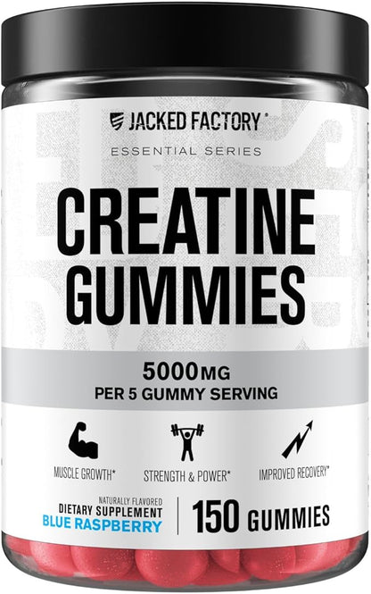Jacked Factory Creatine Monohydrate Gummies 5g Daily Dose (1g per Gummy) - Creatine Gummy for Men