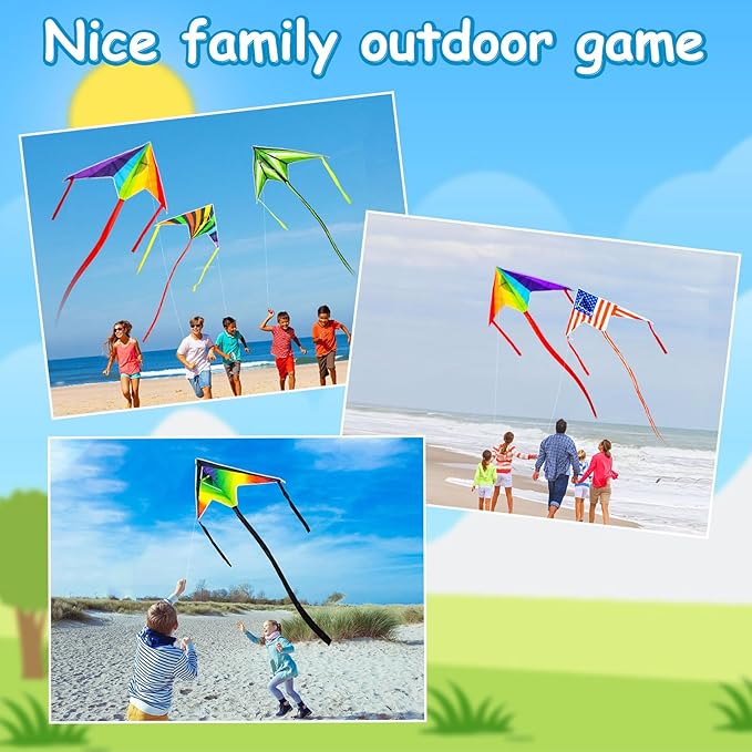 5 Pack Kites for Kids & Adults, Rainbow Butterfly Kite Delta Kites for Kids Age 4-8 8-12, Easy to