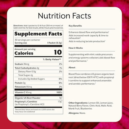 ProMix Nutrition Blood Flow - Nitric Oxide Supplement with Organic US Beet Root Powder - Cold