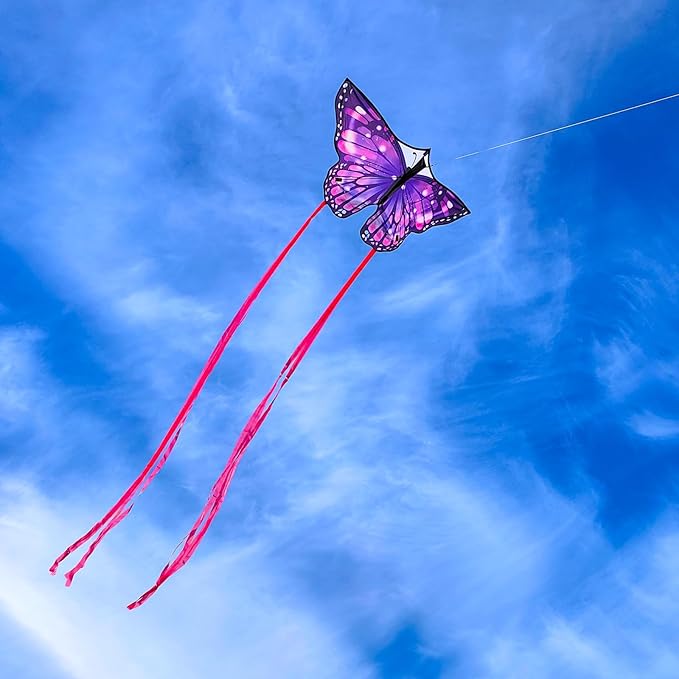 Large Butterfly Kite for Adults and Kids Ages 4-8 & 8-12 Easy to Fly, 55''X28'' Single Line Kite