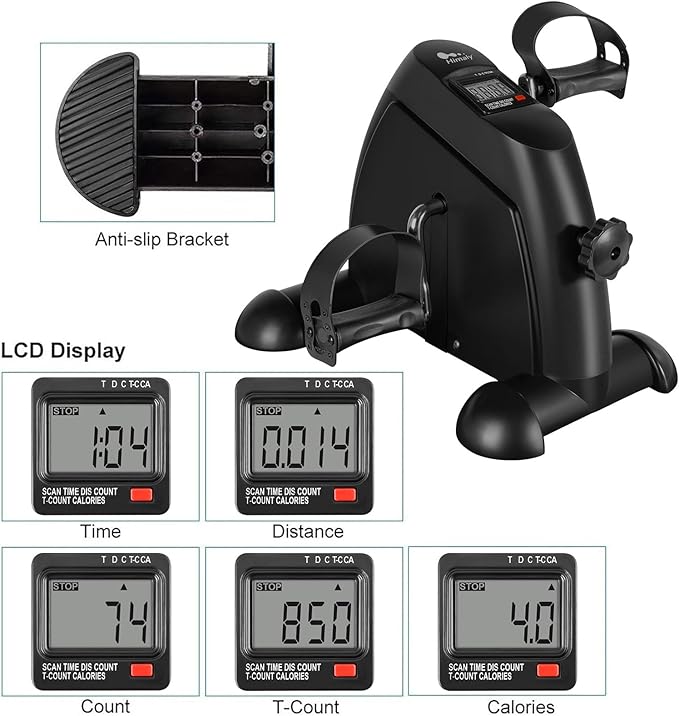 Mini Exercise Bike, himaly Under Desk Bike Pedal Exerciser Portable Foot Cycle Arm & Leg Peddler