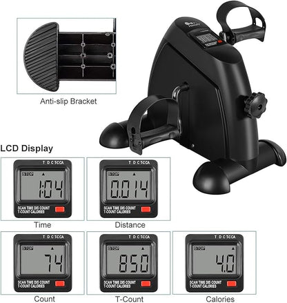 Mini Exercise Bike, himaly Under Desk Bike Pedal Exerciser Portable Foot Cycle Arm & Leg Peddler