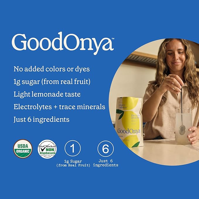 GOODONYA Organic Hydration Electrolyte Drink Mix, Certified Organic Hydration Powder, Non-GMO