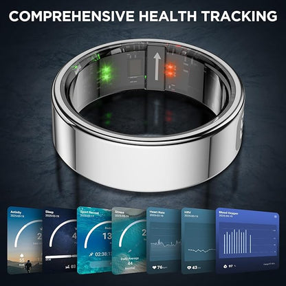 Smart Ring Health Tracker with Display Screen, Sleep Tracker with Heart Rate, Fitness Ring Step