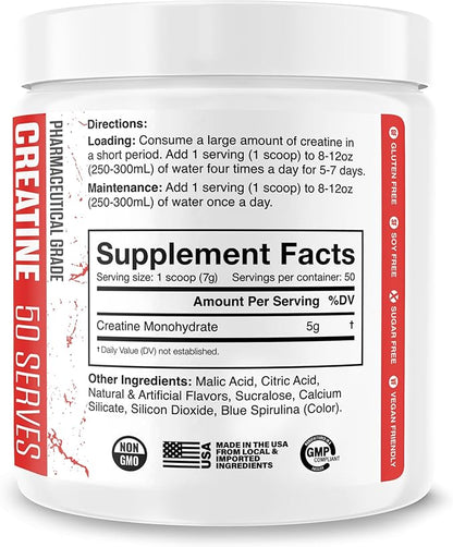 JNX SPORTS The Curse! Creatine Monohydrate Blue Raspberry 50 Servings | Pure Micronized Creatine 5g